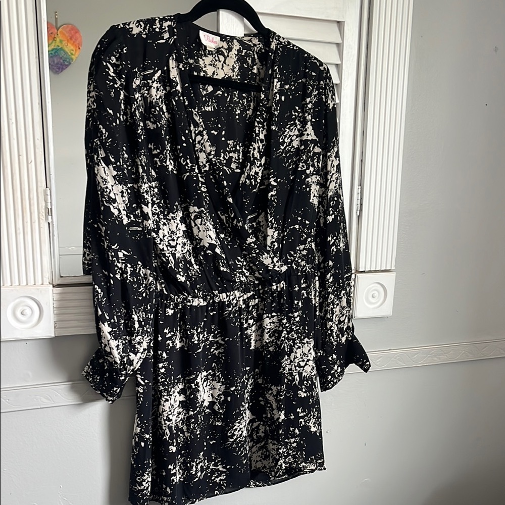 Parker Black and White Abstract Dress